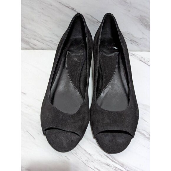 Diane Von Furstenburg Women's Black Suede Peep Toe 1.5" Heel Size 8.5M - Picture 6 of 10